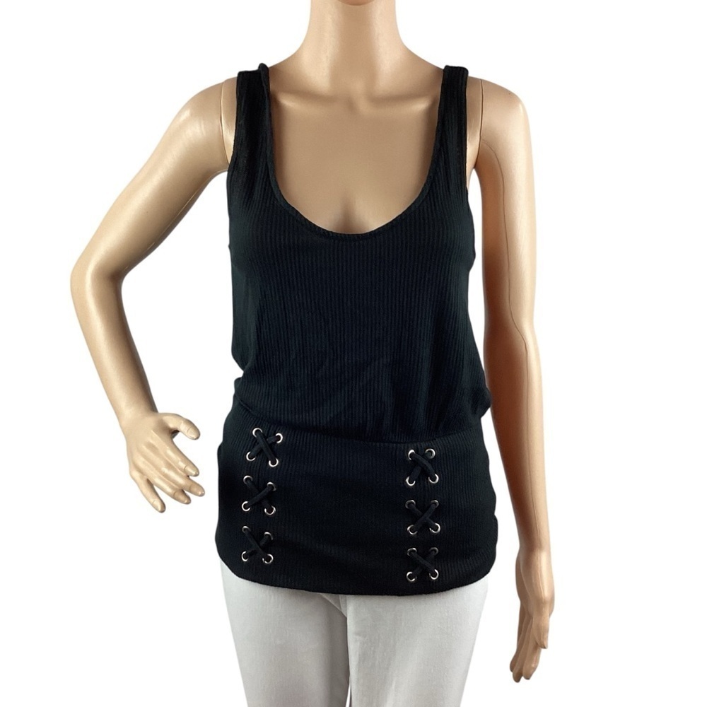 Express Ribbed Tank Size S Black